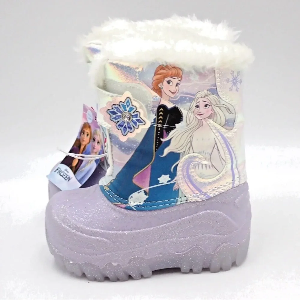 Girls Disney Frozen II Sparkling Twinkle Snow Winter Boots Lilac/Glitter Elsa